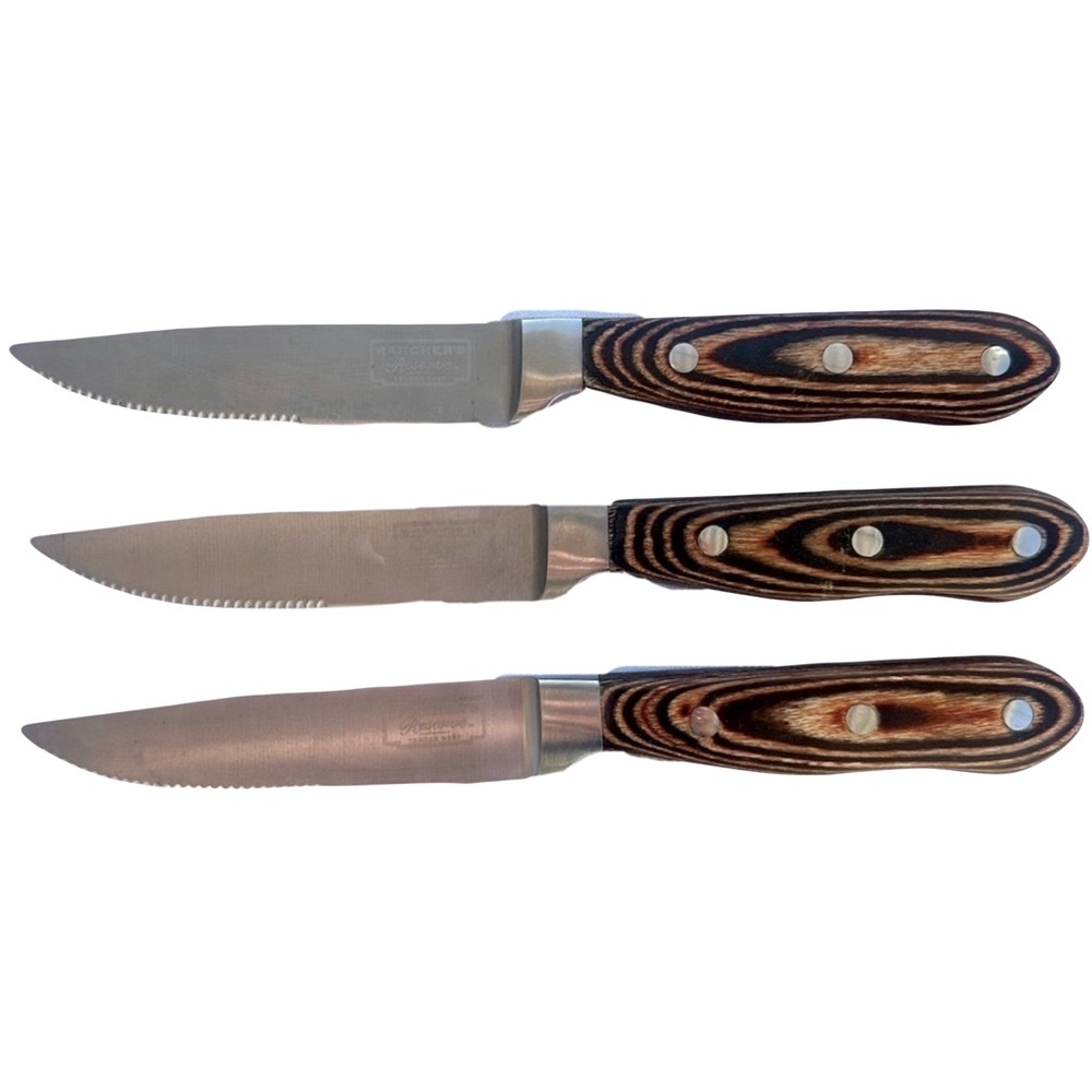 Set‎ of 3 Steak Knives Rancher's Forged 5” Blade Wood Handle